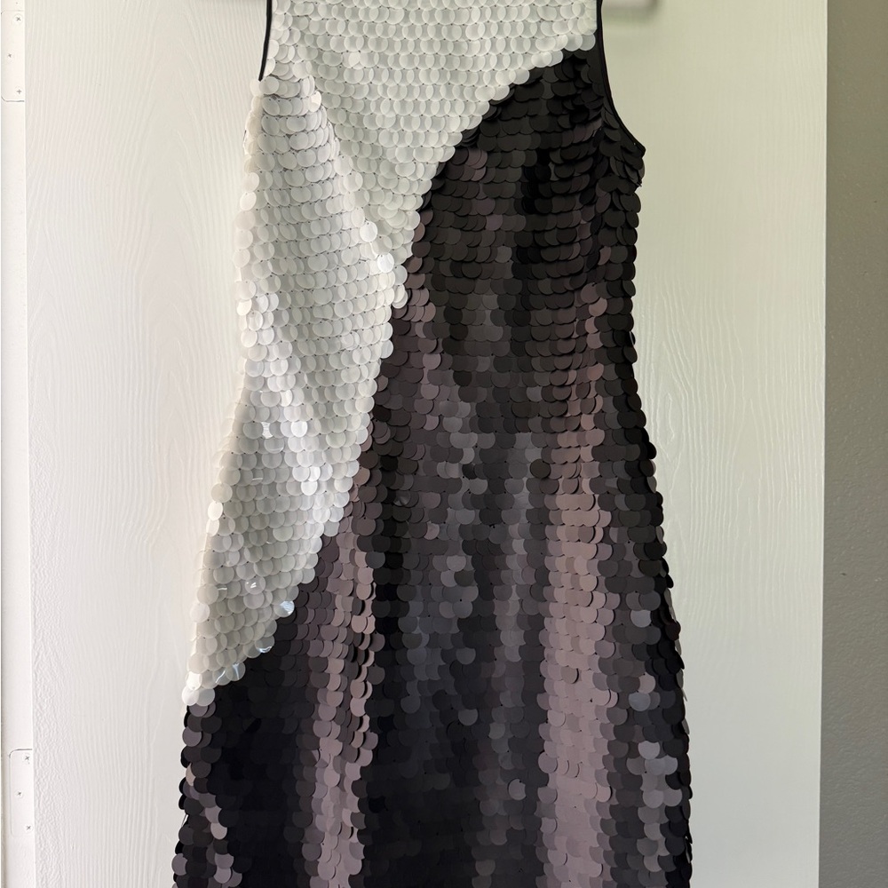 Marc New York One-Shoulder Black and White Sequin Dress